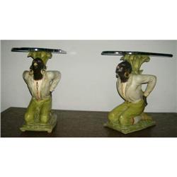 Two Blackmoor carved wooden tables