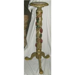 Carved fern stand on  ball and claw tri-part base