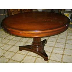 Round Inlaid table with fluted carved column base