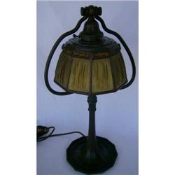 Tiffany Studios #612 desk lamp with linen fold shade