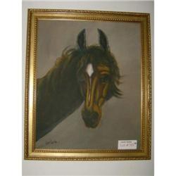 Oil on canvas of Horse, signed Carlos