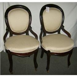 Pair of Victorian walnut parlor chairs