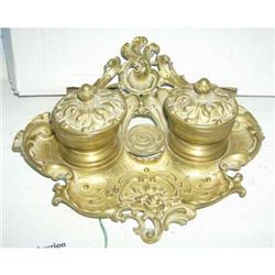 Victorian  brass inkwell