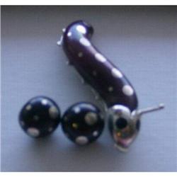 Catipillar pin and Pair of earring