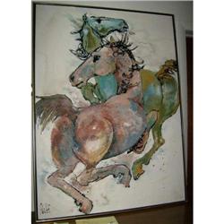 Oil on Canvas Horses By Aebi