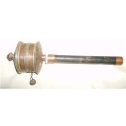 Tibetan prayer wheel with wooden handle
