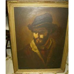 Oil on board Man with a Fedora on