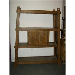 Rustic open bookcase, canted sided with 2 doors