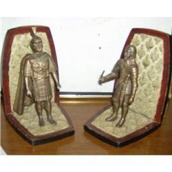 Pair of bookends bronze/wood 7"h