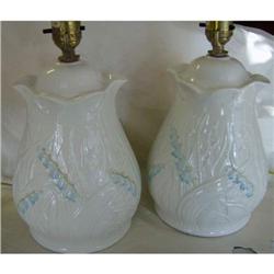 Pair of Belleek lamps