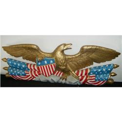 Decorative wooden carving of Eagle with flag