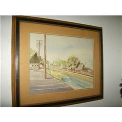 Watercolor of Railroad station