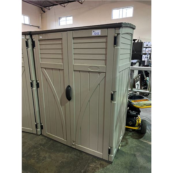 SUNCAST OUTDOOR PLASTIC STORAGE SHED APPROX. 88X52X31"