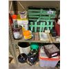 Image 2 : 2 SHELVES OF HARDWARE, SPRINKLER, CLOCK, PLANTERS & MORE
