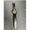 Image 2 : BRAND NEW MEN'S BLACK EDISON AUTOMATIC WATCH, GOLD COLOUR SKELETON DIAL, BLACK LEATHER STRAP