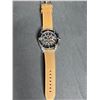 Image 2 : BRAND NEW MEN'S EDISON CHRONOGRAPH WATCH, SILVER CASE, BROWN LEATHER STRAP