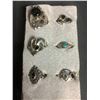 Image 2 : 6 PIECES .925 STERLING SILVER RINGS (SOLID NO PLATED) & 2 GEMSTONE BANDS