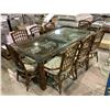 Image 1 : RATTAN DINING TABLE SET WITH 8 CHAIRS & 1/2" THICK GLASS TOP