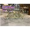 Image 2 : ORNATE GLASS TOP & METAL COFFEE TABLE 44" DIAMETER