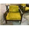 Image 2 : 2 VINTAGE WOOD ACCENT CHAIRS WITH YELLOW CUSHIONS