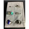 Image 2 : 6 PIECES .925 STERLING SILVER RINGS (SOLID NO PLATED) & 2 GEMSTONE BANDS