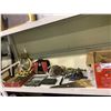 Image 1 : SHELF LOT OF ASSORTED ITEMS INCLUDING; SAW BLADES, SOCKETS, HAND PLANERS & MORE