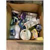 Image 2 : BOX OF ASSORTED ITEMS INCLUDING; LIGHTBULBS, FIBERGLASS REPAIR PATCH, CONCRETE MIX & MORE