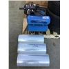 Image 1 : BYNFORD DUAL TANK AIR COMPRESSOR & 3 ROLLS OF SHRINK WRAP