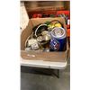Image 1 : BOX OF INFLATER, OUTLET, MILLER LITE LAMP AND MORE