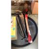 Image 2 : LOT OF 26"WATER HEATER PAN, HALOGEN LIGHTS WITH SHOVEL BIKE PUMP AD SAWS