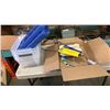 Image 1 : STORAGE BINS WITH LIDS, LENNOX HOLE SAW KIT AND DRAIN CLEANER TOOL