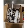 Image 2 : 2 BOXES OF POWER CORDS, POWER BAR, WRENCHES, RIVET TOOLS, ETC