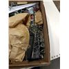 Image 2 : BOX OF ASSORTED TOOLS - VINTAGE HOOKS, TOOL HOOKS, SHELF BRACKETS, SCREWS, BOLTS, ETC