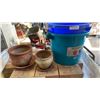 Image 1 : 2 HEAVY DUTY ALL PURPOSE TUBS AND 2 CLAY PLANTERS WITH TRAY