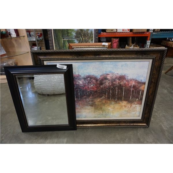 DECORATIVE FRAMED MIRROR AND FRAMED PICTURE