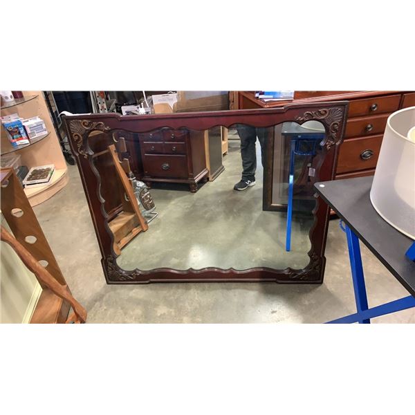 CARVED WOOD WALL MIRROR - CA1940s
