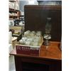 Image 1 : 12 ANTIQUE PERFECT SEAL MASON JARS WITH GLASS LIDS, WIDE MOUTH MADE IN CANADA, AND OIL LAMP