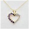 Image 1 : STERLING SILVER YELLOW GOLD PLATED GENUINE AMETHYST HEART PENDANT WITH STERLING CHAIN, 7 AMETHYST (0