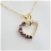 Image 2 : STERLING SILVER YELLOW GOLD PLATED GENUINE AMETHYST HEART PENDANT WITH STERLING CHAIN, 7 AMETHYST (0