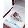 Image 2 : STERLING SILVER 8.12MM NATURAL RUBY (2.28CTS) & CZ COCKTAIL RING, W/A $1050.00, SIZE 7