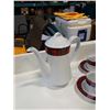 Image 2 : KOPIN TARTAN DEMI TASSE COFFE SET - COFFEE POT, 6 CUPS AND SAUCERS