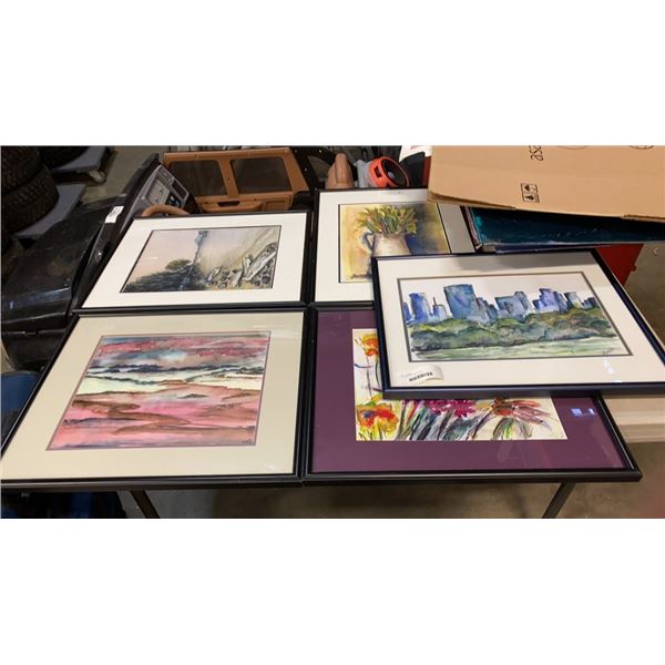 5 SIGNED WATERCOLORS