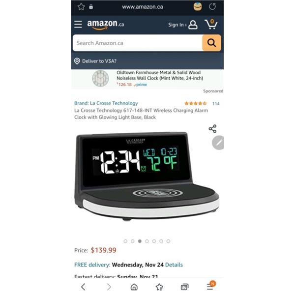 As New LaCrosse Wireless Charging Station/Alarm Clock with Indoor/Outdoor Temperature Retail $140