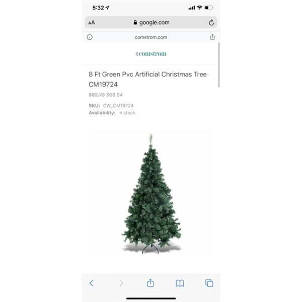 8 Ft Green Pvc Artificial Christmas Tree CM19724