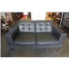 Image 1 : MODERN GREY LEATHER LOVESEAT WITH CHROME LEGS