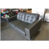 Image 2 : MODERN GREY LEATHER LOVESEAT WITH CHROME LEGS