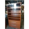 Image 1 : LARGE MODERN DISPLAY CABINET, GLASS DOOR AND 2 DRAWERS