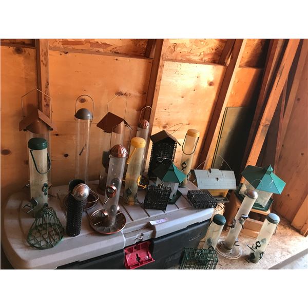 Assortment of Bird Feeders, 2 glass sheets and 2 x 4 wood