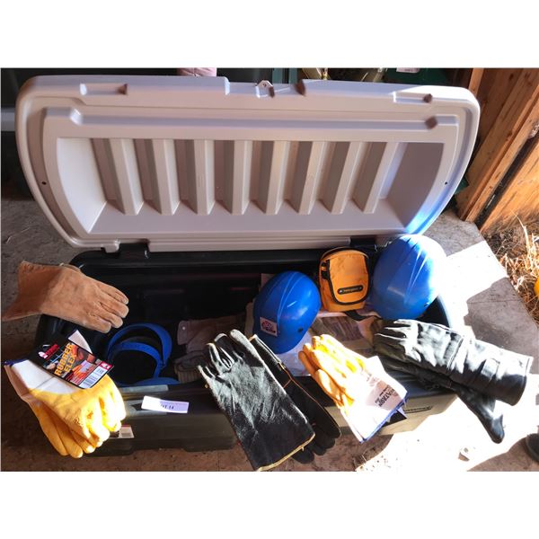 Various Work Gloves, Hard Hats, Pouch, & Absorbing Pads