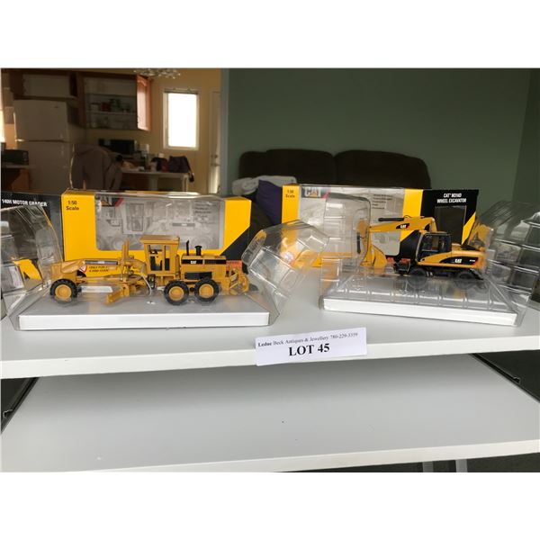 CAT die cast models: wheel excavator; motorgrader